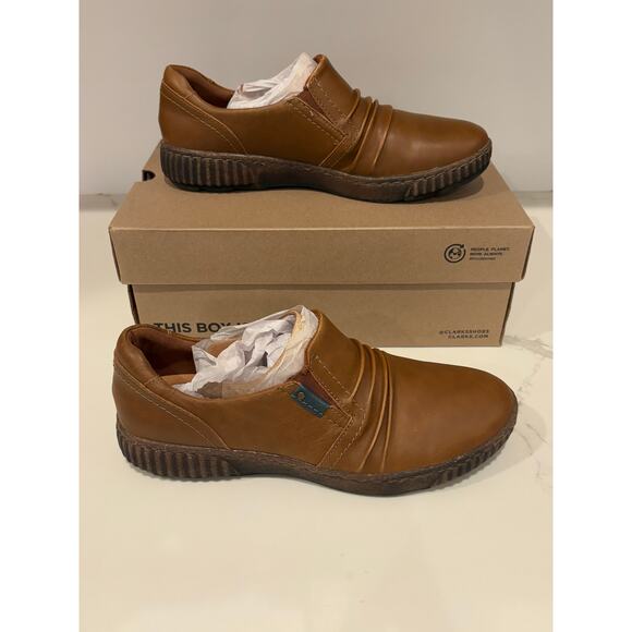 Clarks Magnolia Faye Dark Tan‎ Leather Men's 10 EU 41.5 NEW in Box
